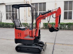 Mini excavator equipped with breaker hammer