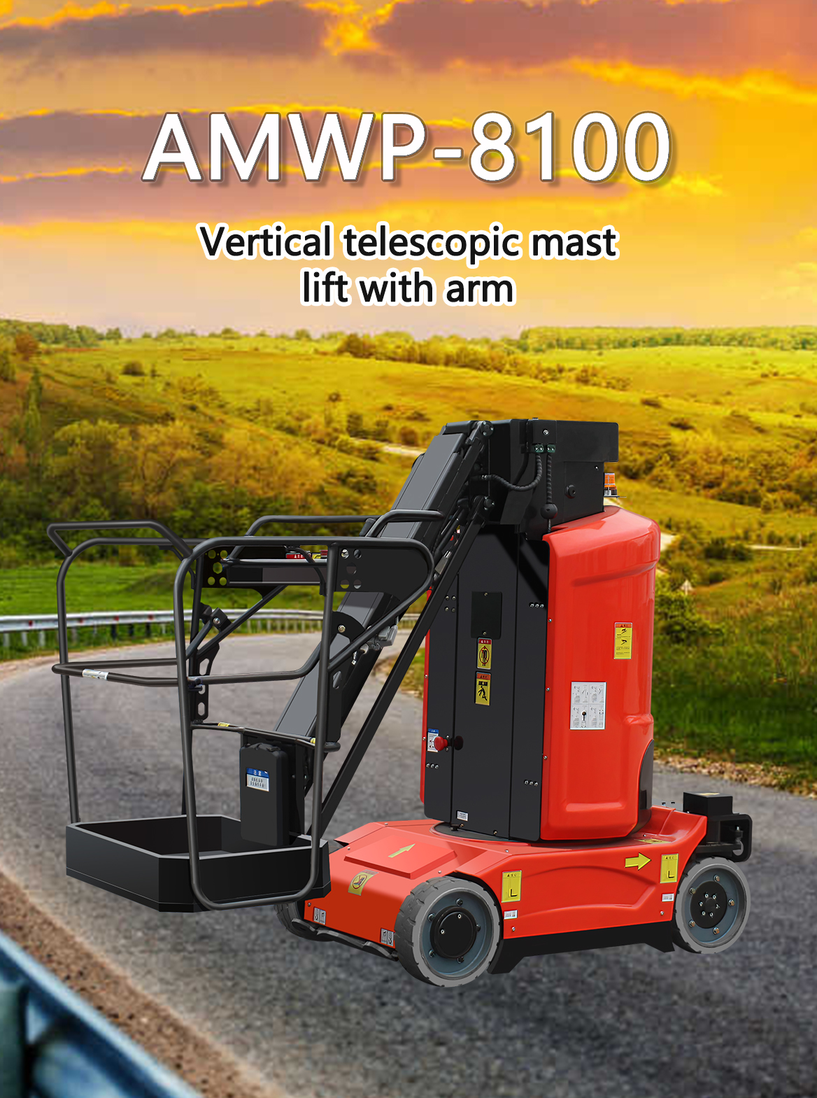  AMWP-8100 Vertical telescopic mast lift with arm